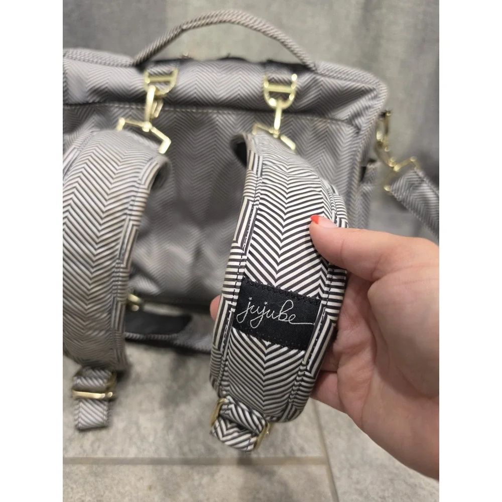 JuJube Backpack Diaper Bag Black & White, Adjustable Strap, Backpack Straps